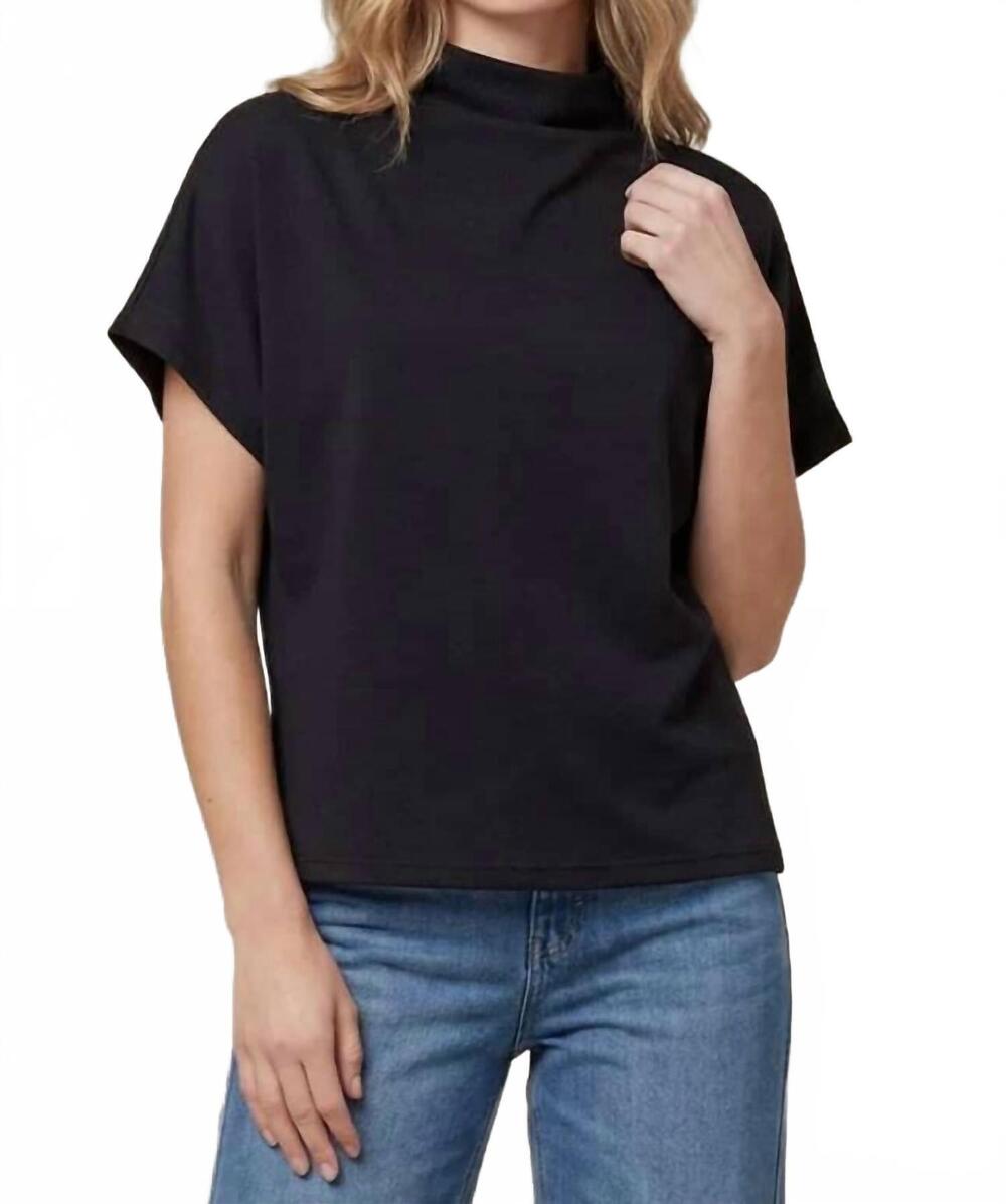 NEW SHE + SKY angela drop shoulder mock neck top in black